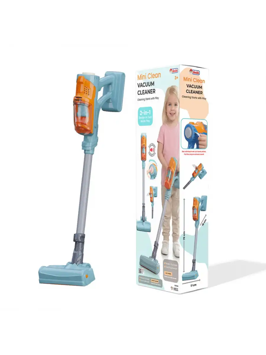 Mini Clean 2’si 1 Arada Sesli Oyuncak Elektrikli Süpürge – 70 cm