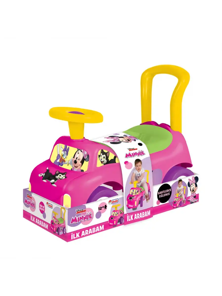Minnie Mouse İlk Arabam - Binmeli Araba - Çocuk Arabası - İlk Adım Arabası