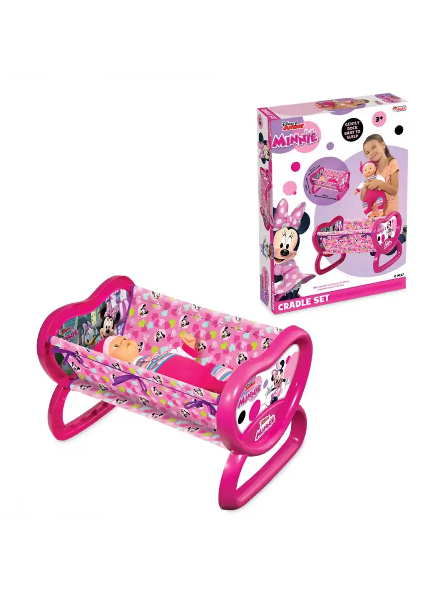 Minnie Mouse Kalpli Beşik - Ev Eşyaları Seti - Sallanan Beşik - Ev Beşiği