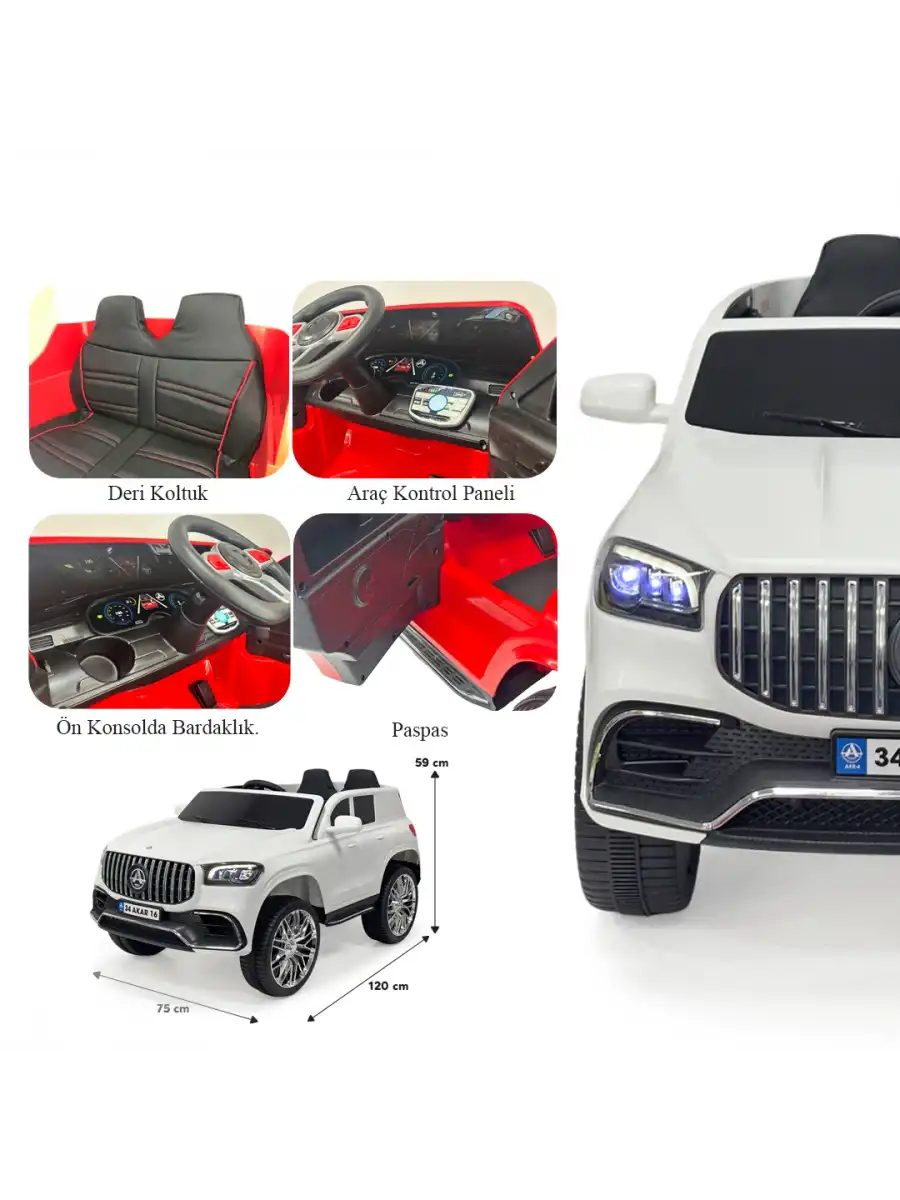 Miracle GT Beyaz Uzaktan Kumandalı 4X2 12 Volt Akülü Araba - RC Mercedes Akülü Araba