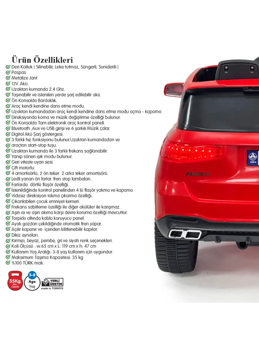 Miracle GT Kırmızı Uzaktan Kumandalı 4X2 12 Volt Akülü Araba - RC Mercedes Akülü Araba