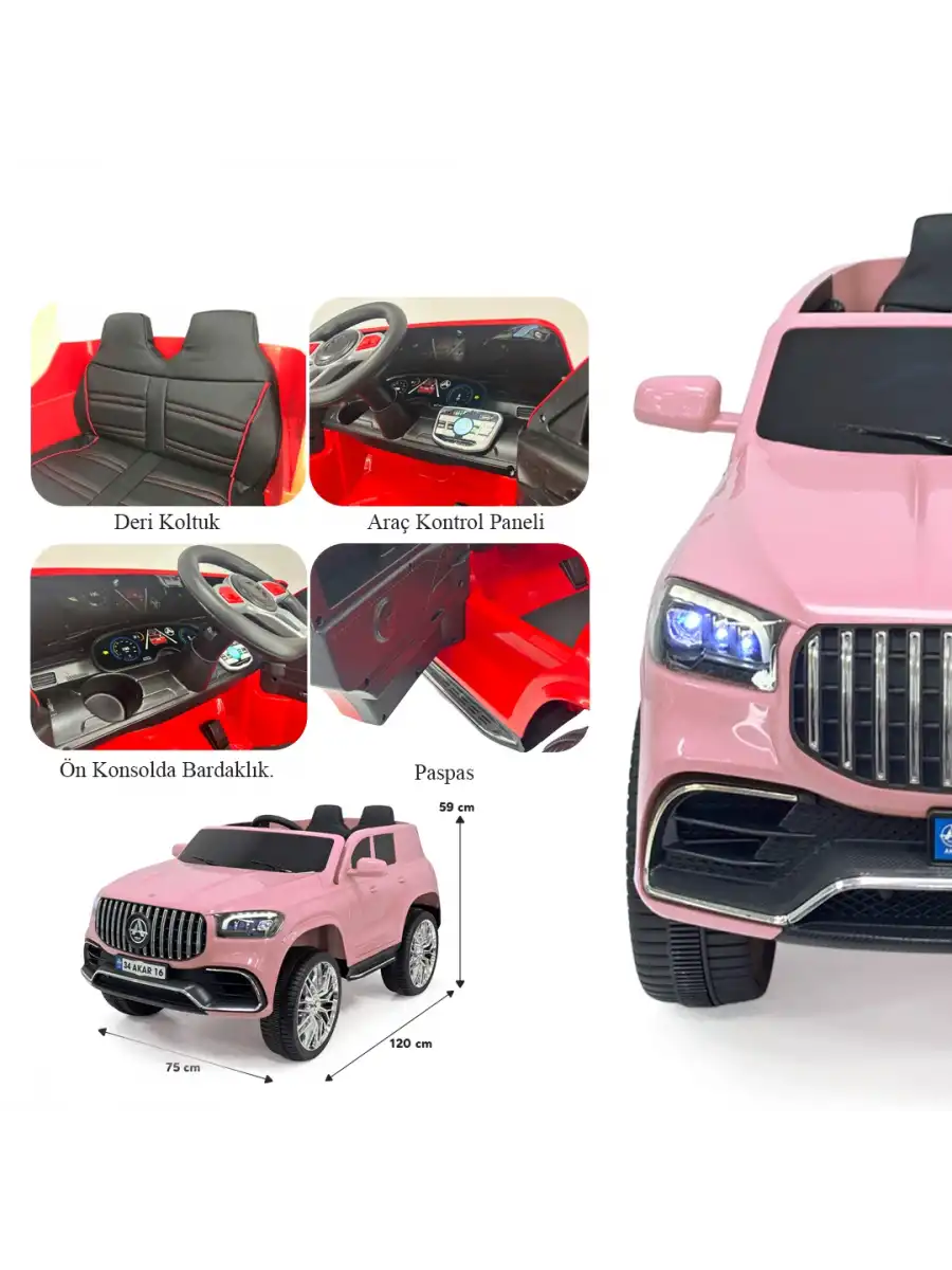 Miracle GT Pembe Uzaktan Kumandalı 4X2 12 Volt Akülü Araba - RC Mercedes Akülü Araba
