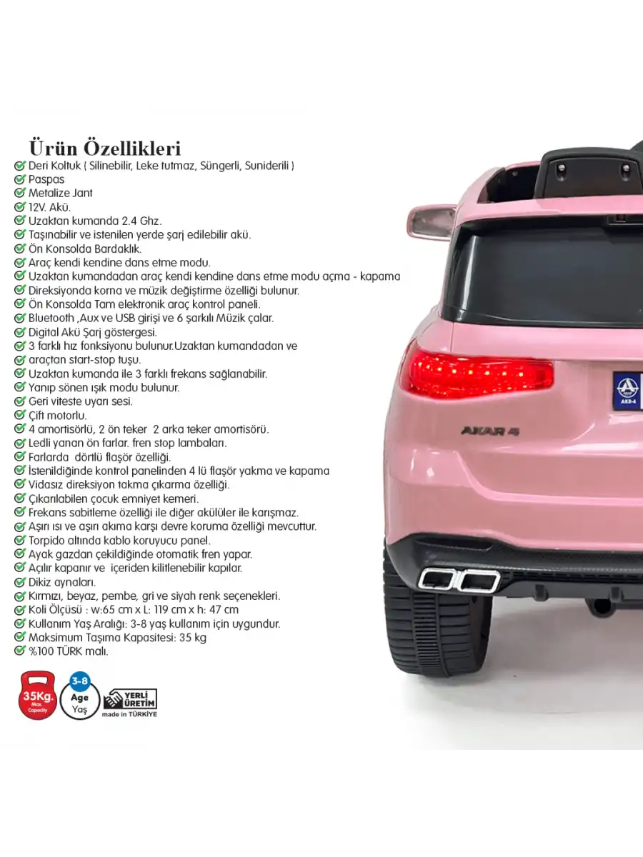 Miracle GT Pembe Uzaktan Kumandalı 4X2 12 Volt Akülü Araba - RC Mercedes Akülü Araba