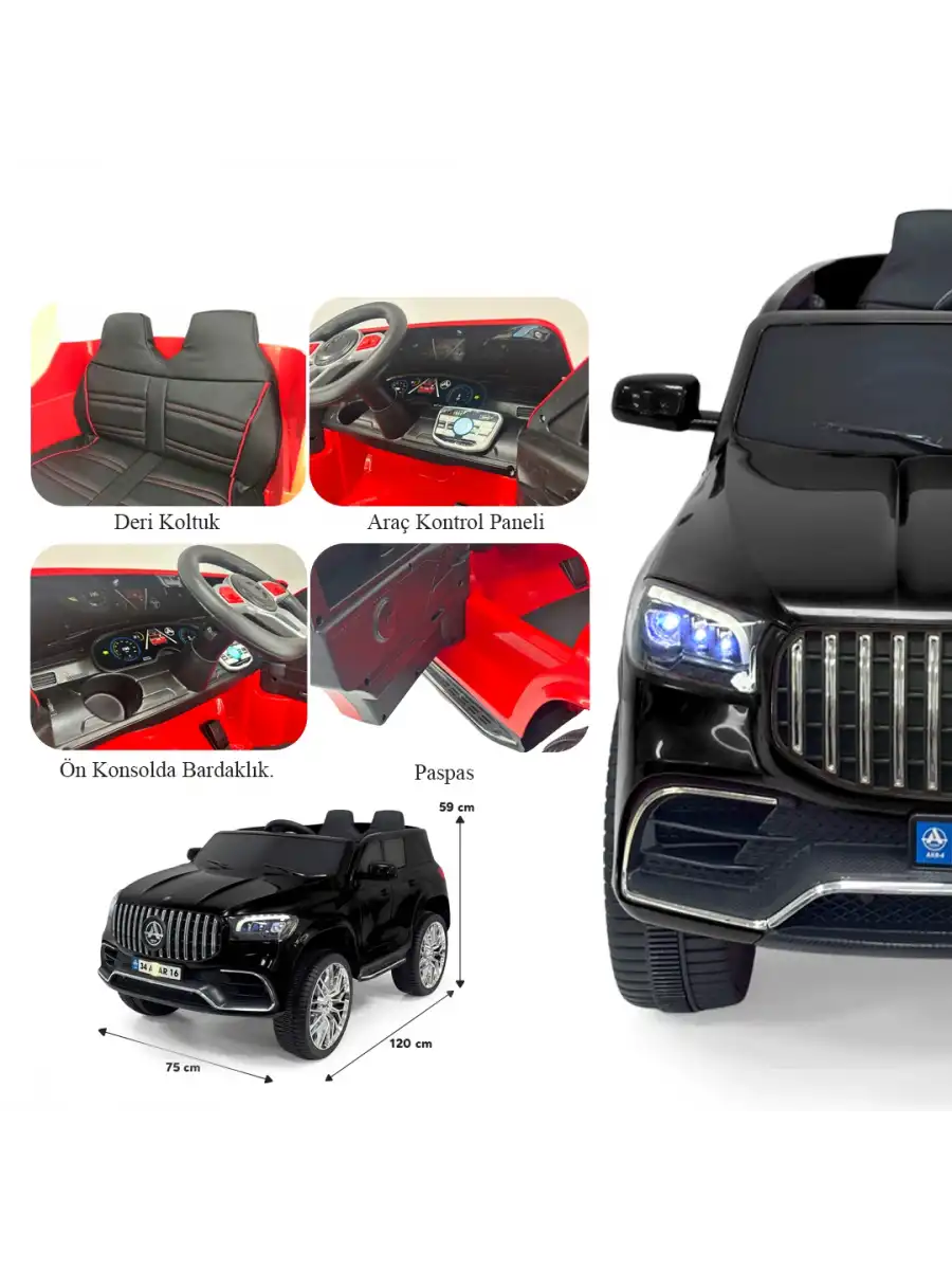 Miracle GT Siyah Uzaktan Kumandalı 4X2 12 Volt Akülü Araba - RC Mercedes Akülü Araba