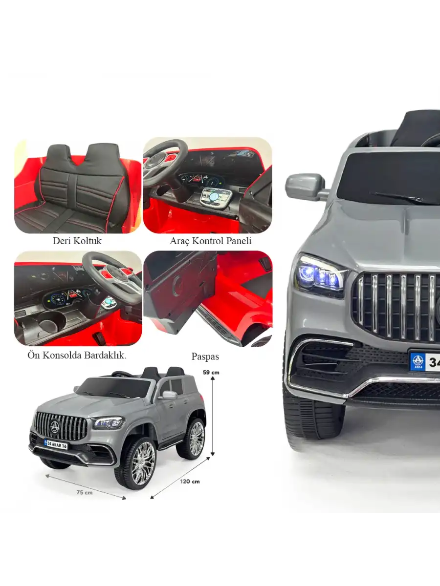 Miracle GT Gri Uzaktan Kumandalı 4X2 12 Volt Akülü Araba - RC Mercedes Akülü Araba