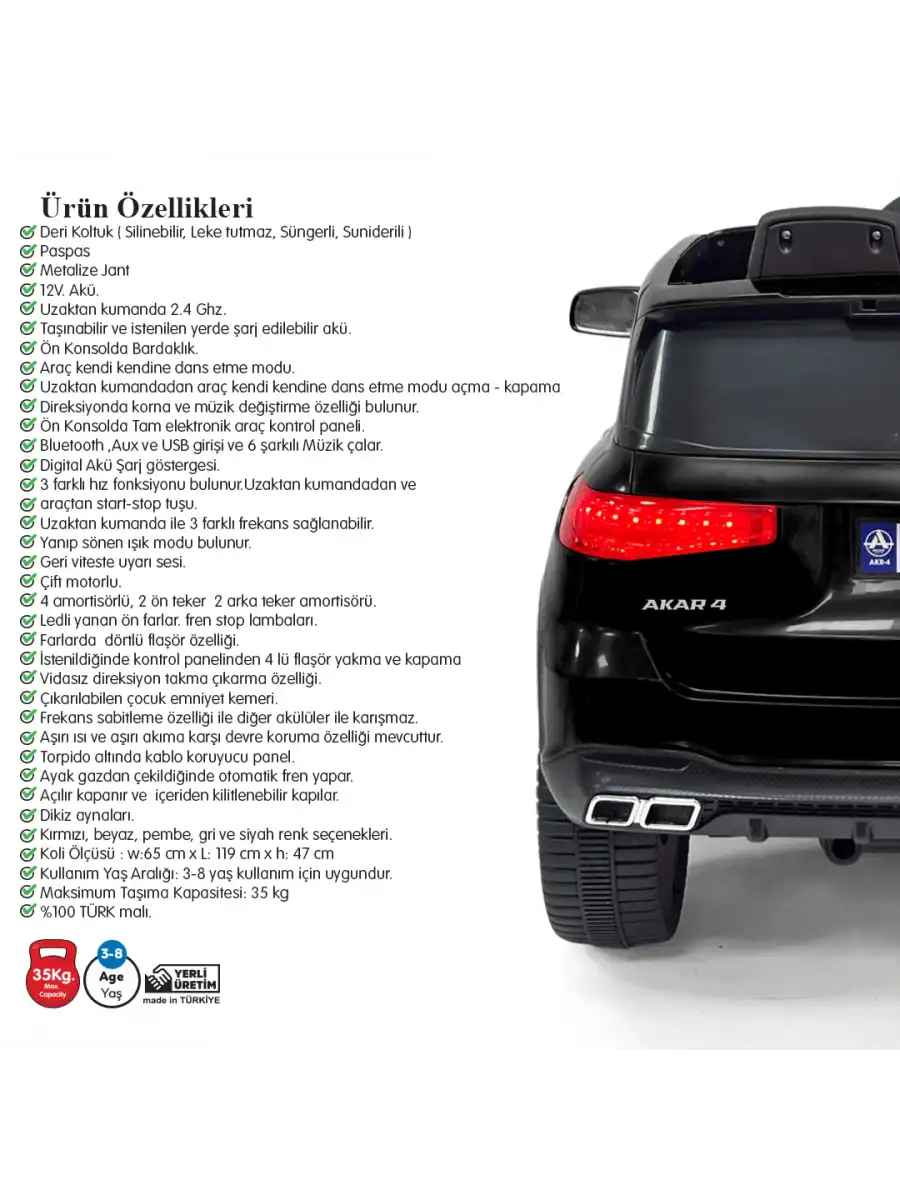 Miracle GT Siyah Uzaktan Kumandalı 4X2 12 Volt Akülü Araba - RC Mercedes Akülü Araba