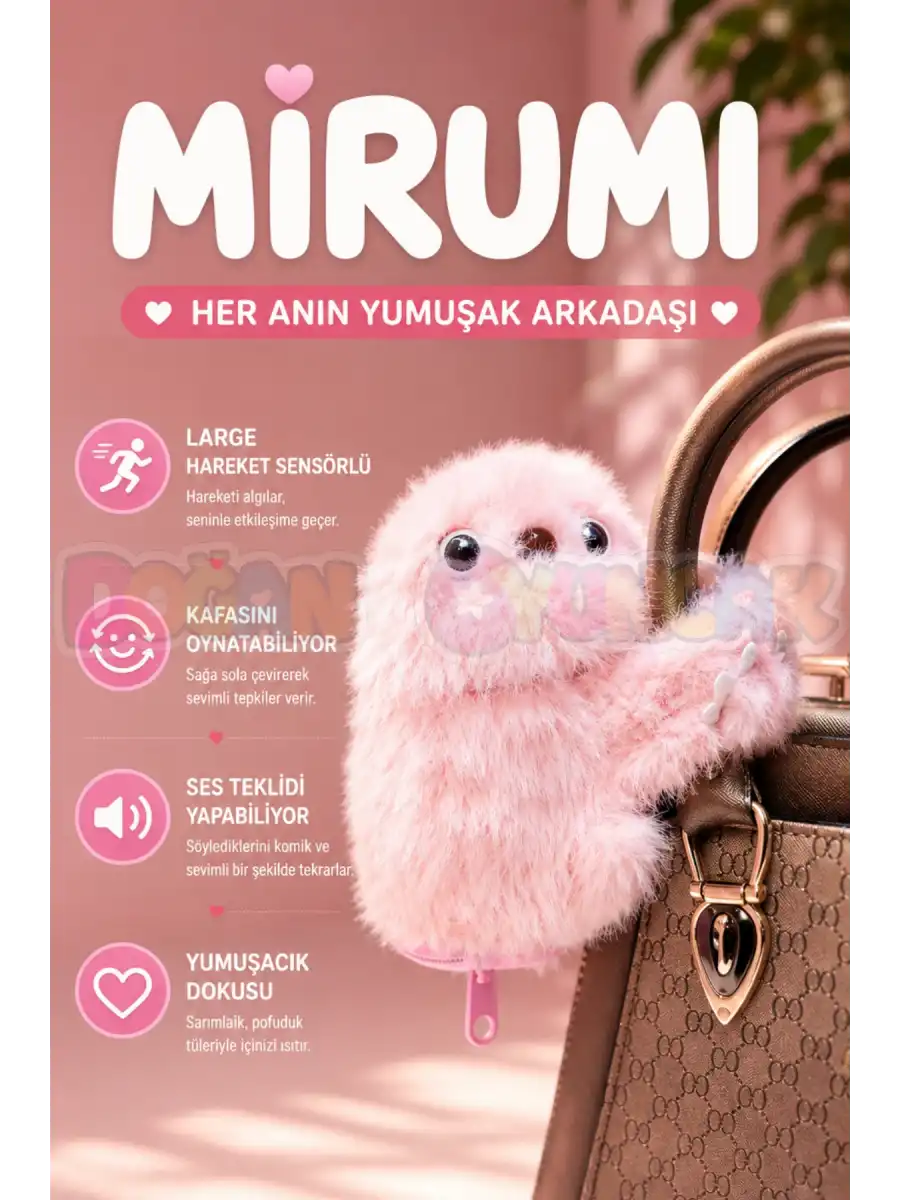 Mirumi Oyuncak Peluş Pembe Mirumi Akıllı Peluş Robot Oyuncak Müzikli Hareketli Kafa Etkileşimli Sevimli