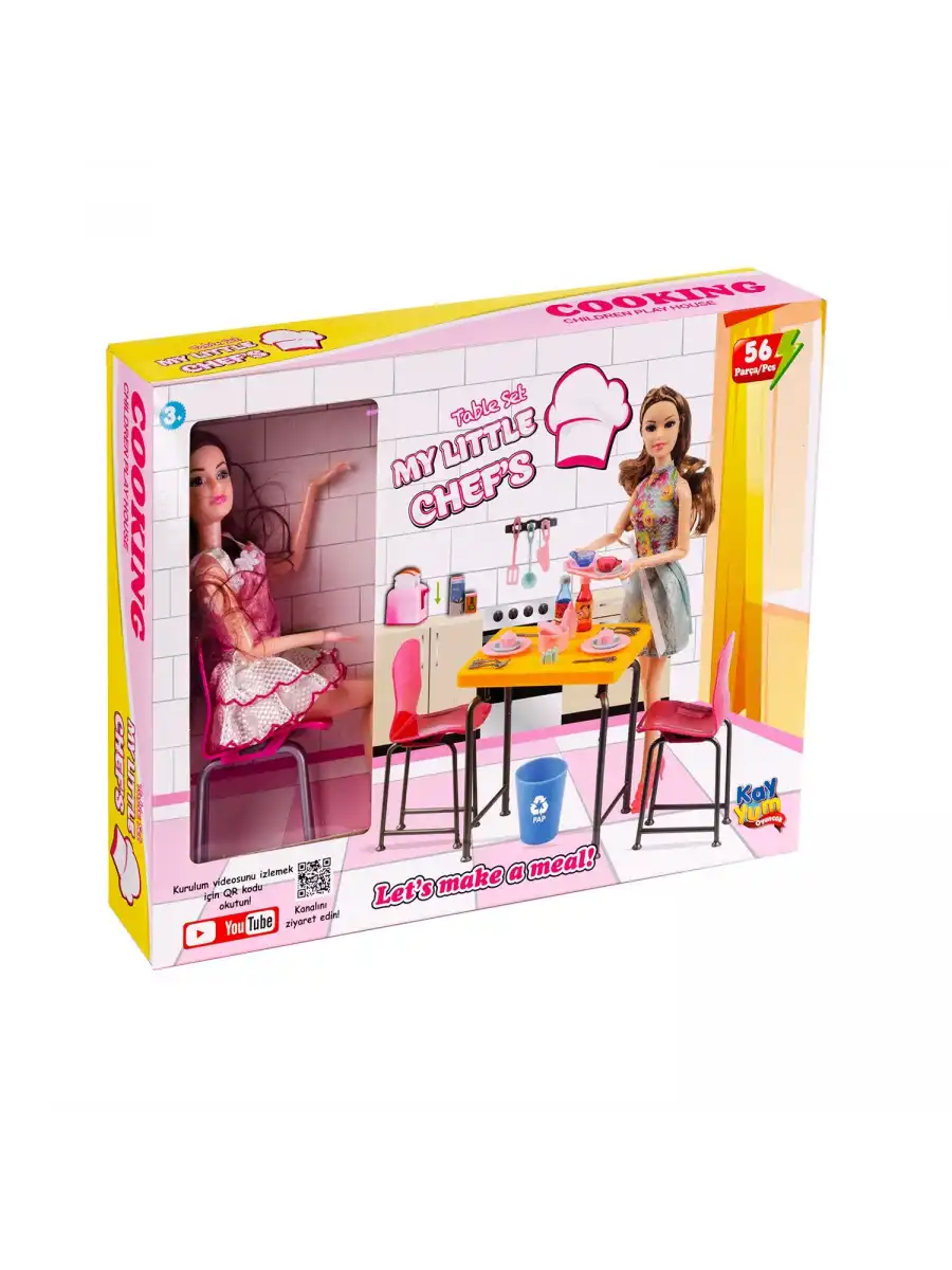 My Little Chefs Table Set - Şef Mutfak Seti - Tabak Çanak Seti - Masa Sandalye Seti - Aksuarlı Mutfak Seti