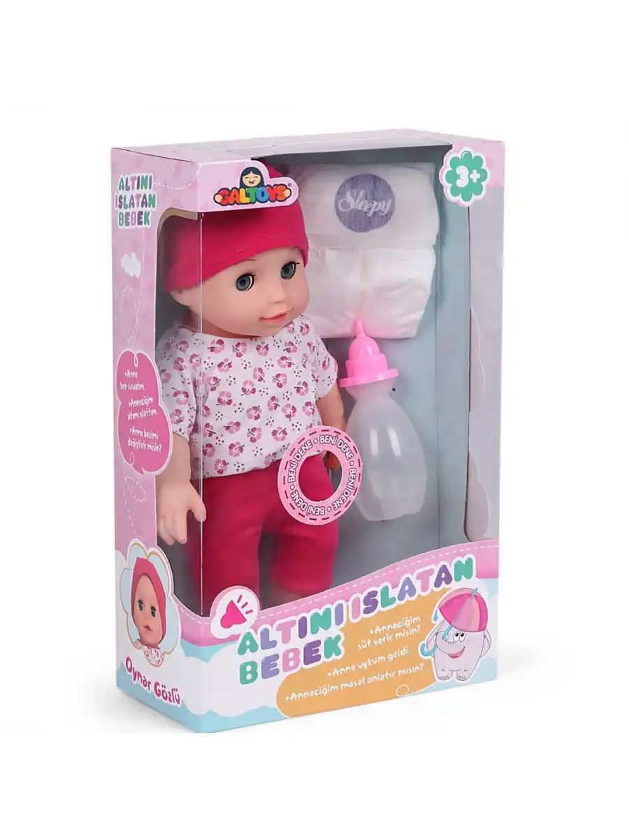 Naime Altını Islatan Et Bebek - Oyuncak Altını Islatan Bebek - Su İçen Bebek - Altına İşeyen Bebek - Pembe