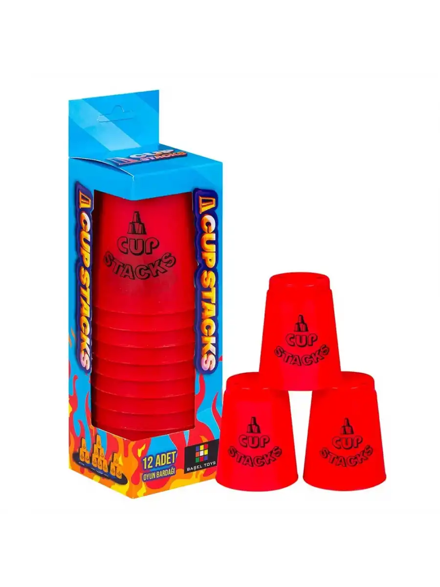 Orijinal Cup Stacks Bardak Oyunu - Speed Cup - Hızlı Bardaklar Oyunu - Hızlı Bardak Oyunu - Kırmızı