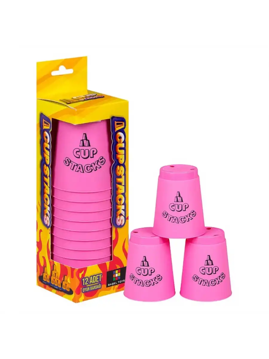 Orijinal Cup Stacks Bardak Oyunu - Speed Cup - Hızlı Bardaklar Oyunu - Hızlı Bardak Oyunu - Pembe