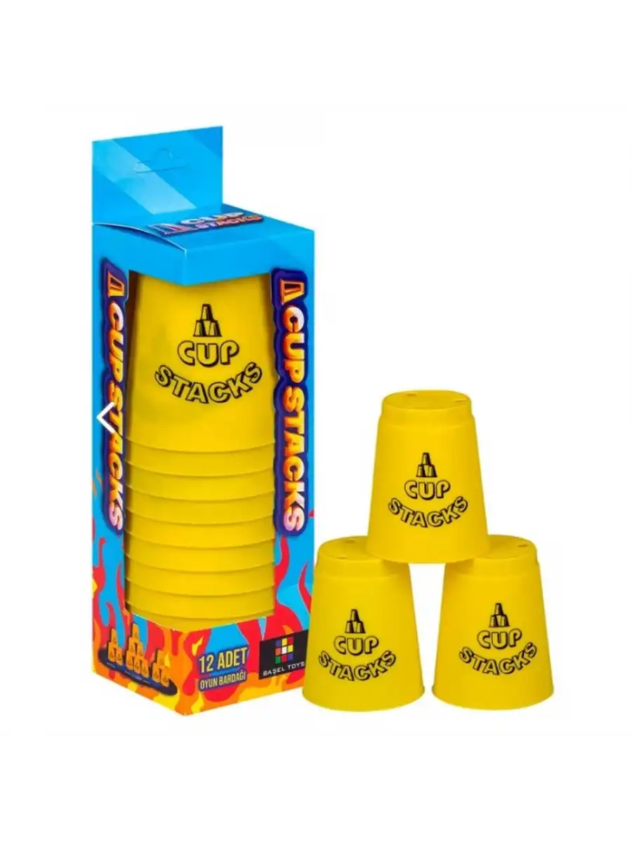 Orijinal Cup Stacks Bardak Oyunu - Speed Cup - Hızlı Bardaklar Oyunu - Hızlı Bardak Oyunu - Sarı