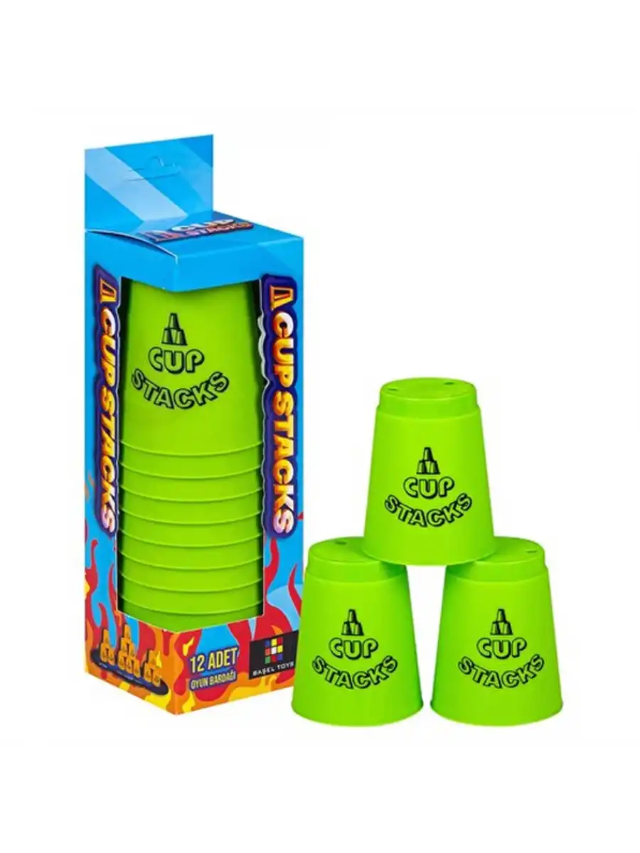 Orijinal Cup Stacks Bardak Oyunu - Speed Cup - Hızlı Bardaklar Oyunu - Hızlı Bardak Oyunu - Yeşil