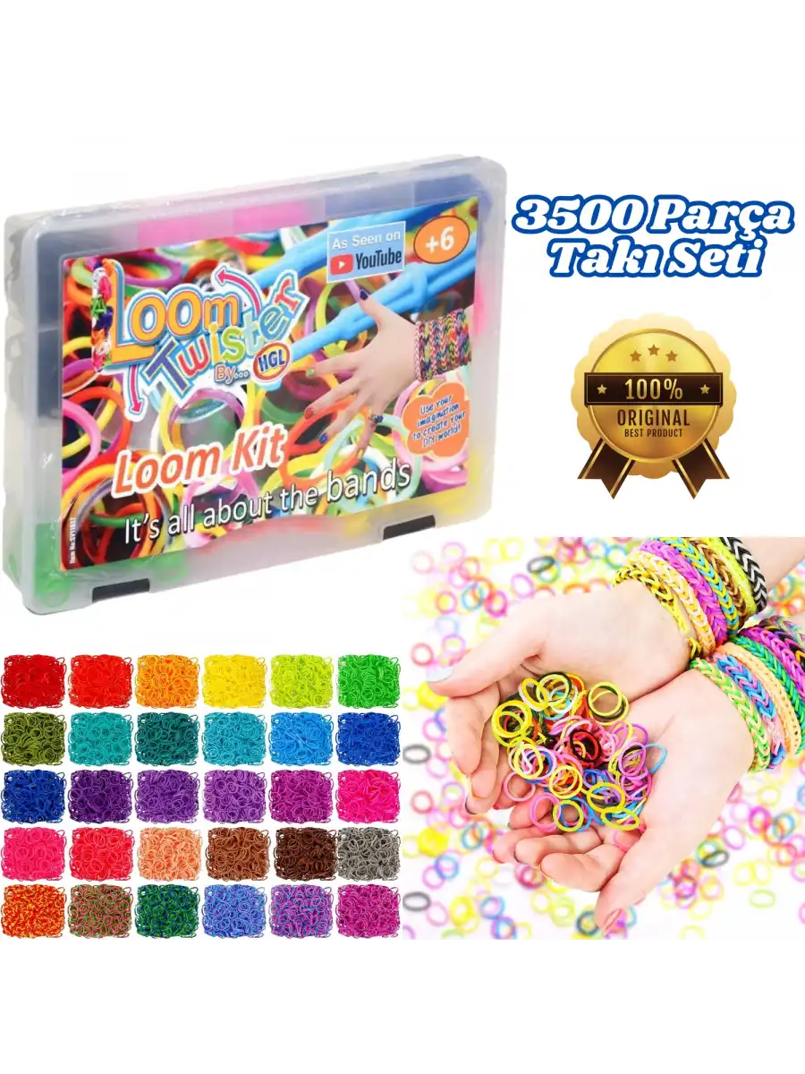 Orijinal Loom Twister 3500 Parça Seti - Takı Seti - Toka, Bilezik Ve Kolye Yapma Seti - Loom Twister