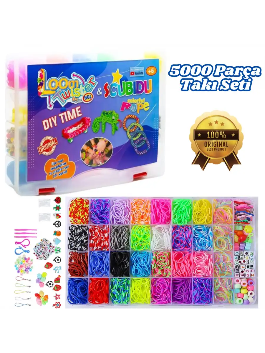 Orijinal Loom Twister 5000 Parça Seti - Takı Seti - Toka, Bilezik Ve Kolye Yapma Seti - Loom Twister