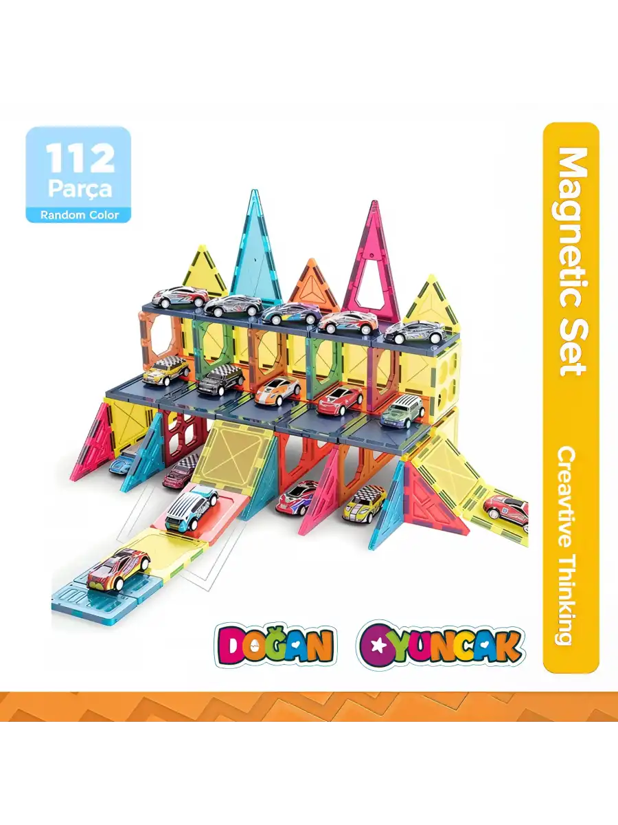 Orijinal Magnetic Tiles 112 Parça Manyetik Lego - Magnetic Magical Magnet - Mıknatıslı Lego