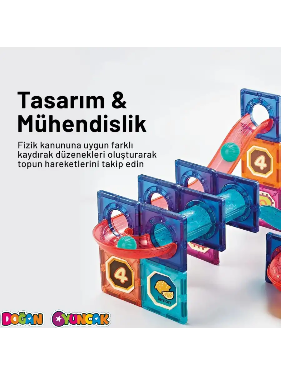 Orijinal Magnetic Tiles 50 Parça Manyetik Lego - Magnetic Magical Magnet - Mıknatıslı Lego