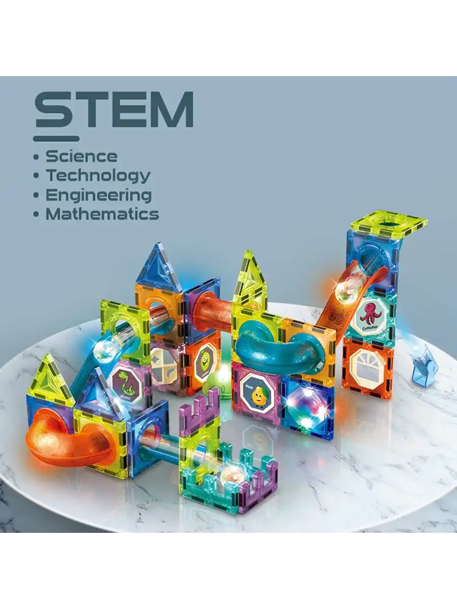 Orijinal Magnetic Tiles Light Version 140 Parça Işıklı Manyetik Lego - Magnetic Magical Işıklı Magnet - Ledli Mıknatıslı Lego