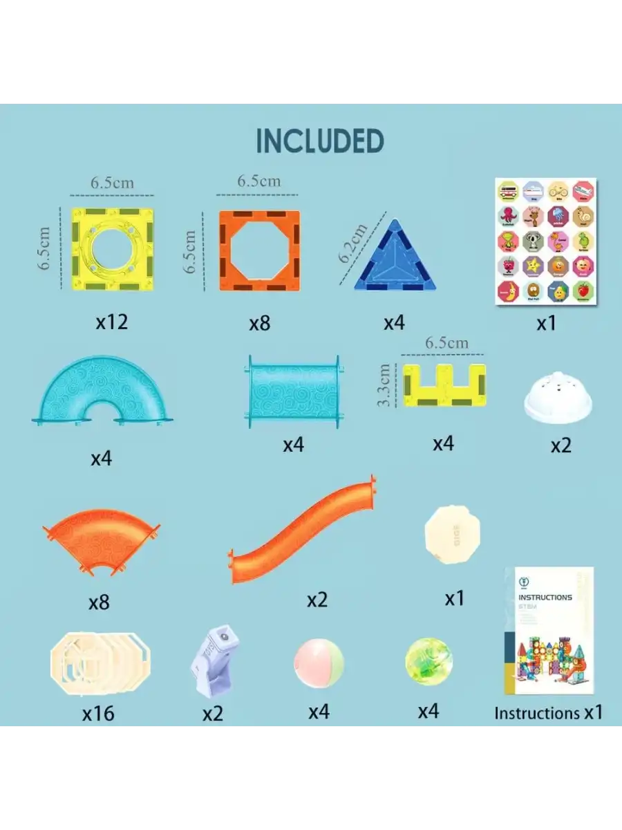 Orijinal Magnetic Tiles Light Version 75 Parça Işıklı Manyetik Lego - Magnetic Magical Işıklı Magnet - Ledli Mıknatıslı Lego