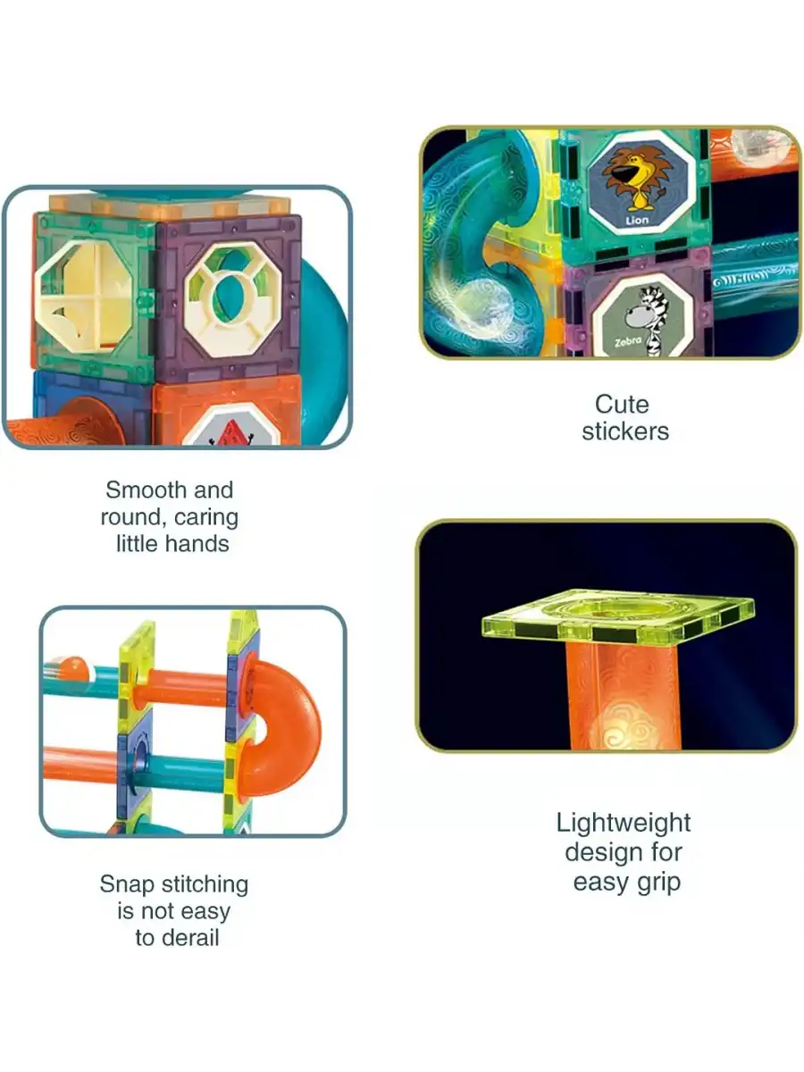 Orijinal Magnetic Tiles Light Version 140 Parça Işıklı Manyetik Lego - Magnetic Magical Işıklı Magnet - Ledli Mıknatıslı Lego