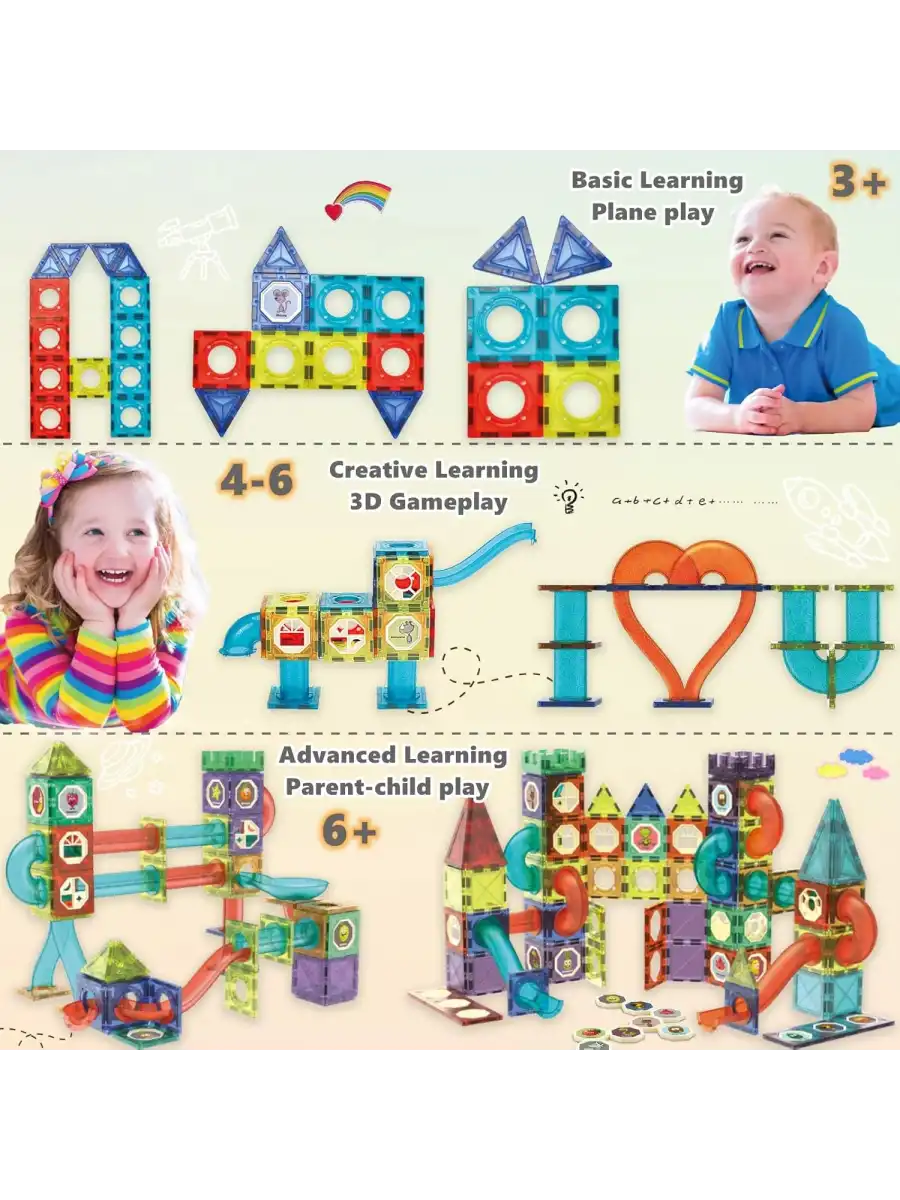 Orijinal Magnetic Tiles Star Diamond Light Version 108 Parça Işıklı Manyetik Lego - Mıknatıslı Lego Ledli Magnetic Işıklı Magnet