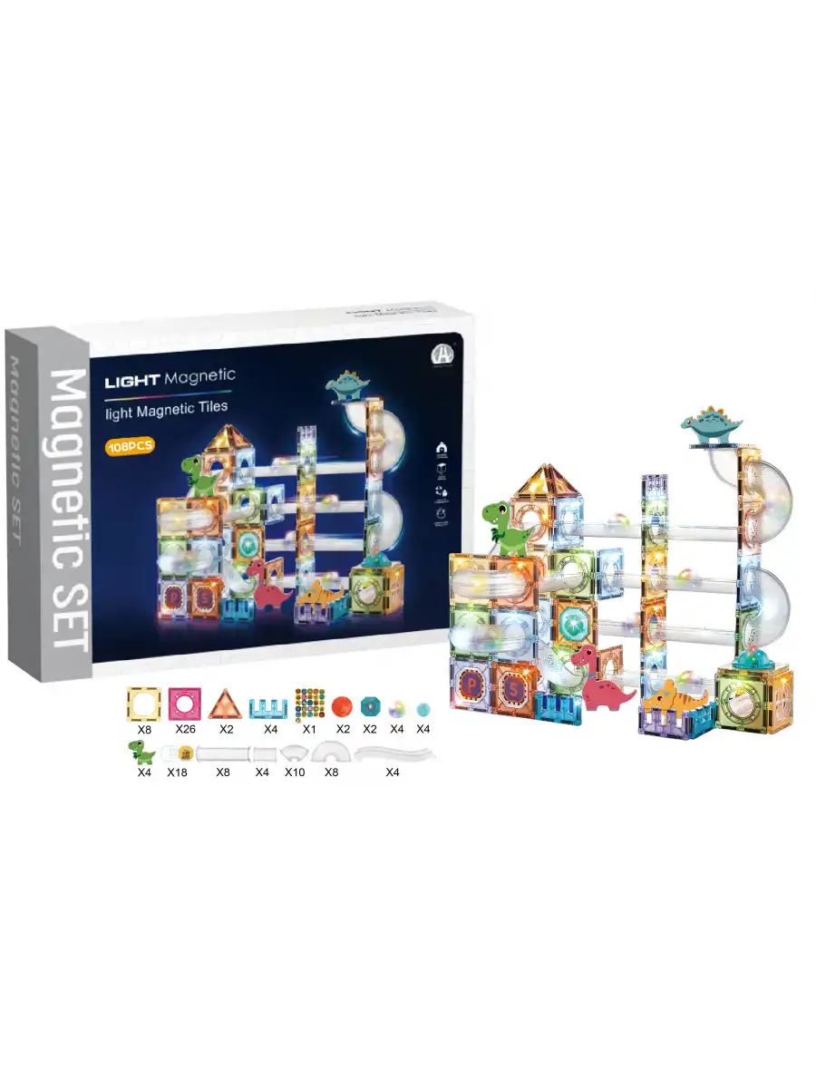 Orijinal Magnetic Tiles Star Diamond Light Version 108 Parça Işıklı Manyetik Lego - Mıknatıslı Lego Ledli Magnetic Işıklı Magnet