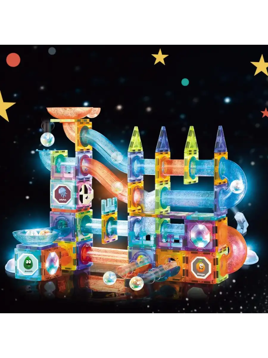 Orijinal Magnetic Tiles Star Diamond Light Version 108 Parça Işıklı Manyetik Lego - Mıknatıslı Lego Ledli Magnetic Işıklı Magnet