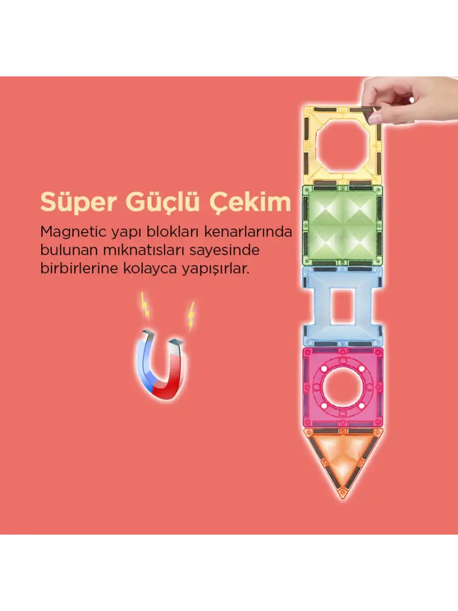 Orijinal Magnetic Tiles Star Diamond Light Version 82 Parça Işıklı Manyetik Lego - Mıknatıslı Lego Ledli Magnetic Işıklı Magnet
