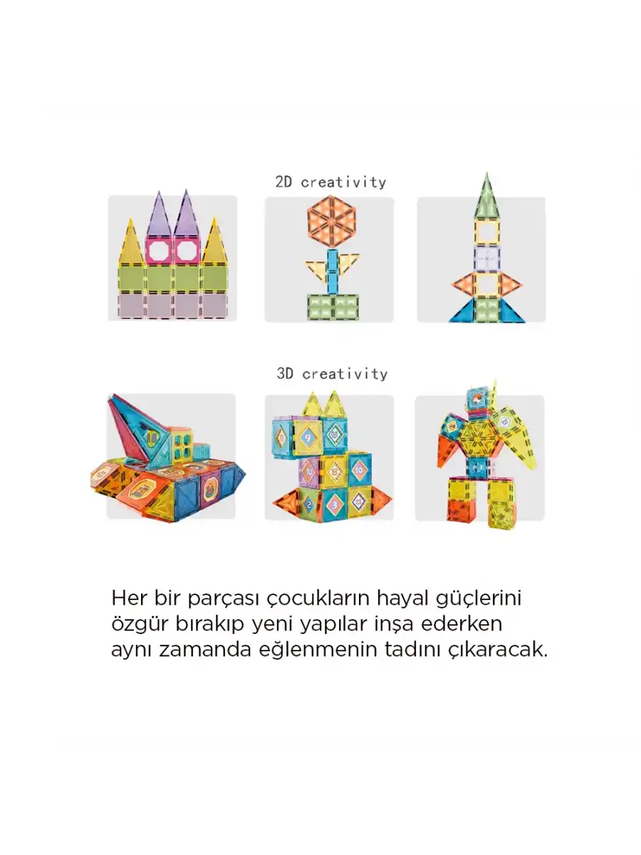 Orijinal Magnetic Tiles Star Diamond Light Version 82 Parça Işıklı Manyetik Lego - Mıknatıslı Lego Ledli Magnetic Işıklı Magnet