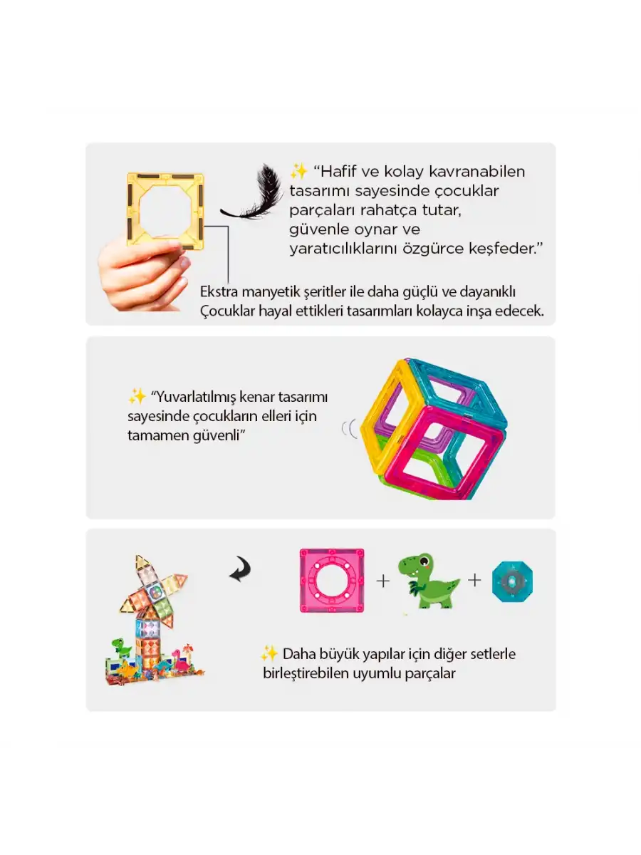Orijinal Magnetic Tiles Star Diamond Light Version 82 Parça Işıklı Manyetik Lego - Mıknatıslı Lego Ledli Magnetic Işıklı Magnet