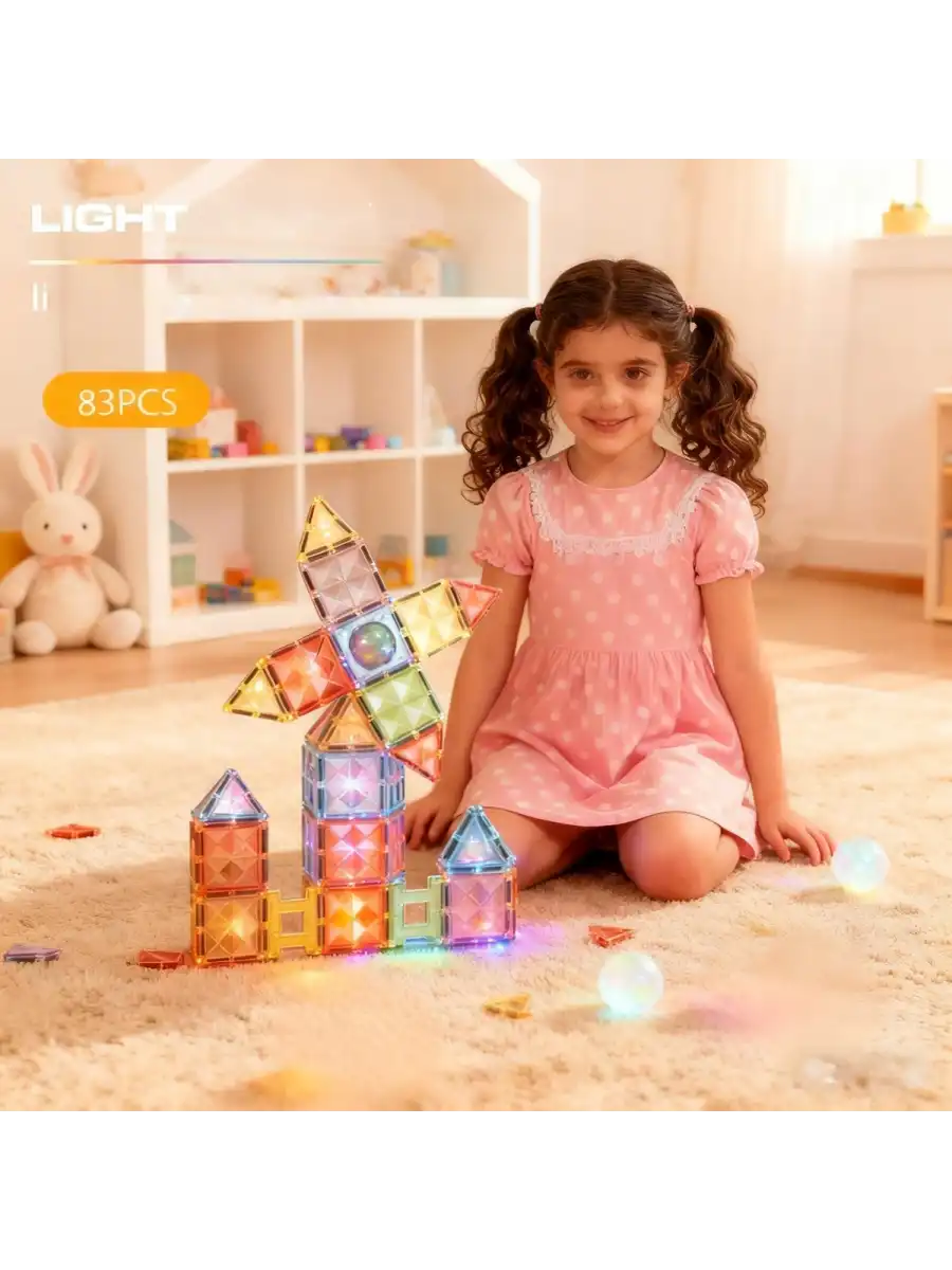 Orijinal Magnetic Tiles Star Diamond Light Version 82 Parça Işıklı Manyetik Lego - Mıknatıslı Lego Ledli Magnetic Işıklı Magnet
