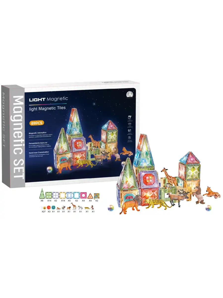 Orijinal Magnetic Tiles Star Diamond Light Version 89 Parça Işıklı Manyetik Lego - Mıknatıslı Lego Ledli Magnetic Işıklı Magnet