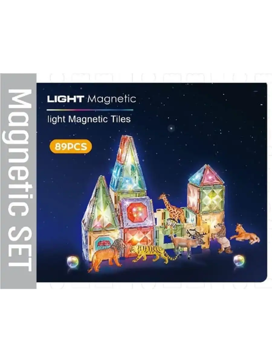 Orijinal Magnetic Tiles Star Diamond Light Version 89 Parça Işıklı Manyetik Lego - Mıknatıslı Lego Ledli Magnetic Işıklı Magnet