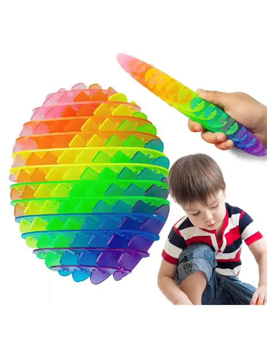 Orijinal Morf Flexi Fidget Stres Oyuncağı Worm fidget Stres Giderici Solucan Stres Yay - Gökkuşağı