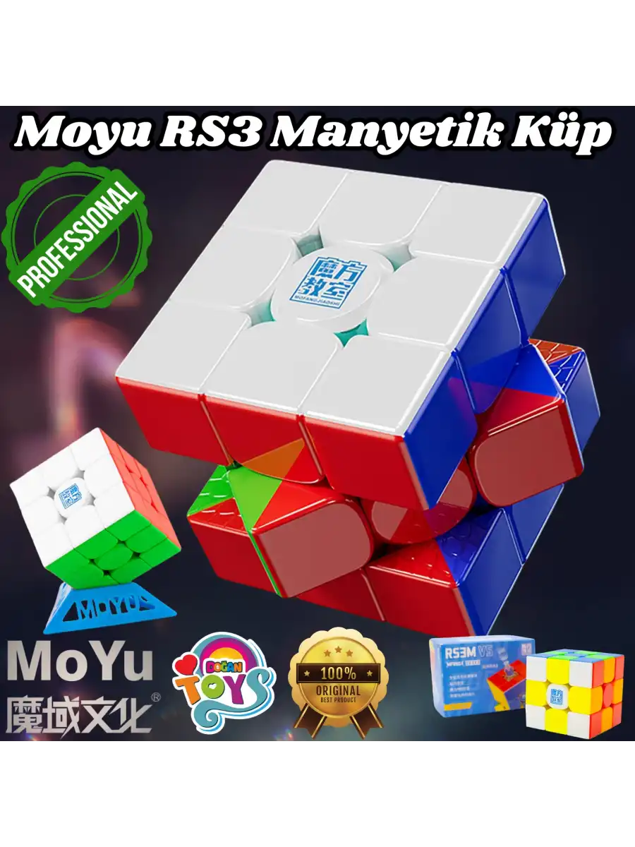 Orijinal MoYu 3x3 RS3M Manyetik Çift Modülasyon Küp - Moyu Speed Cube - Moyu RS3M 3x3 Zeka Küpü - Zeka Küpü - Magnetic Cube