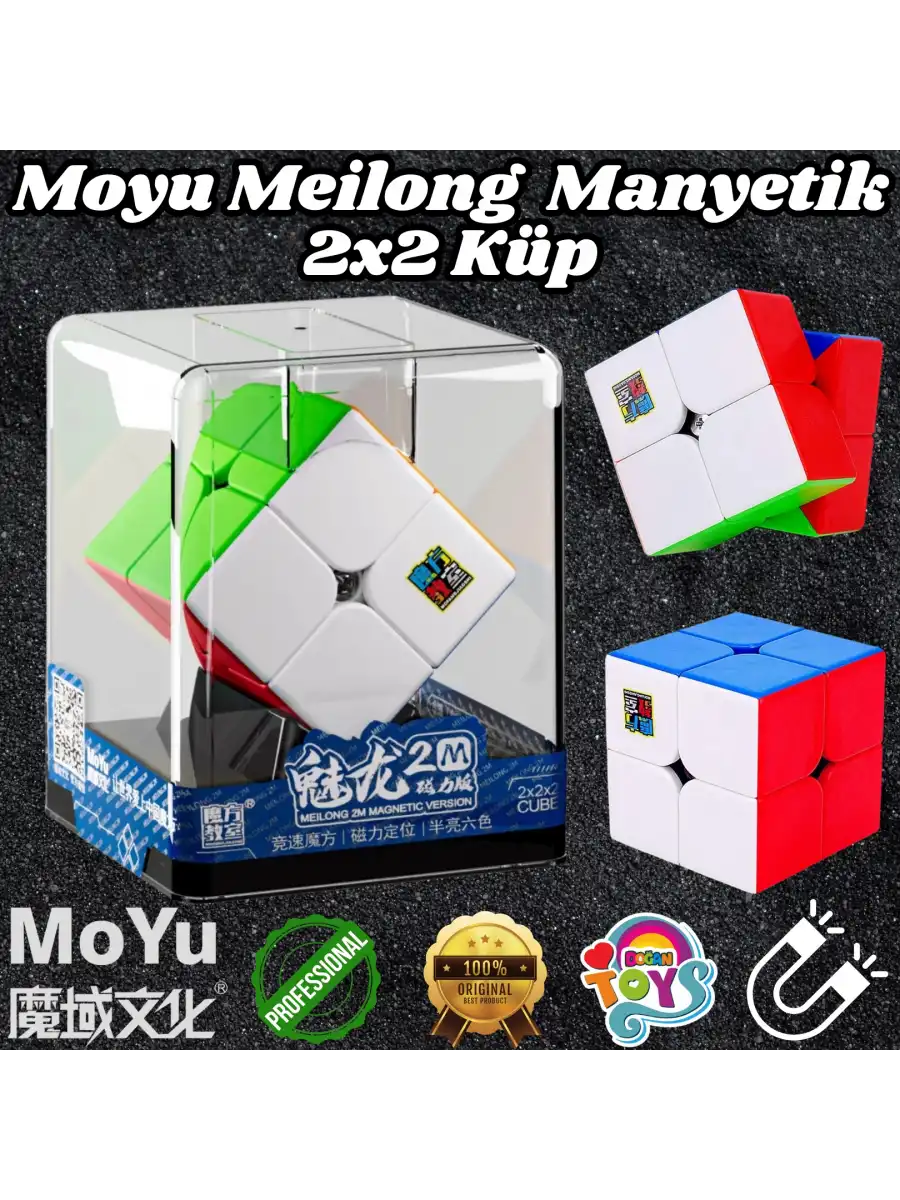 Orijinal MoYu Meilong 2x2 Manyetik Küp Kutulu - Moyu Speed Cube - Moyu 2x2 Zeka Küpü - Zeka Küpü - Magnetic Cube