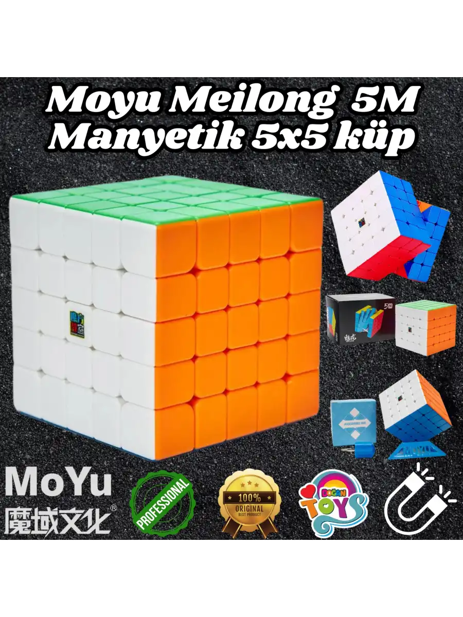 Orijinal MoYu Meilong 5x5 Manyetik Küp 5M - Moyu Speed Cube - Moyu 5x5 Zeka Küpü - Zeka Küpü - Magnetic Cube