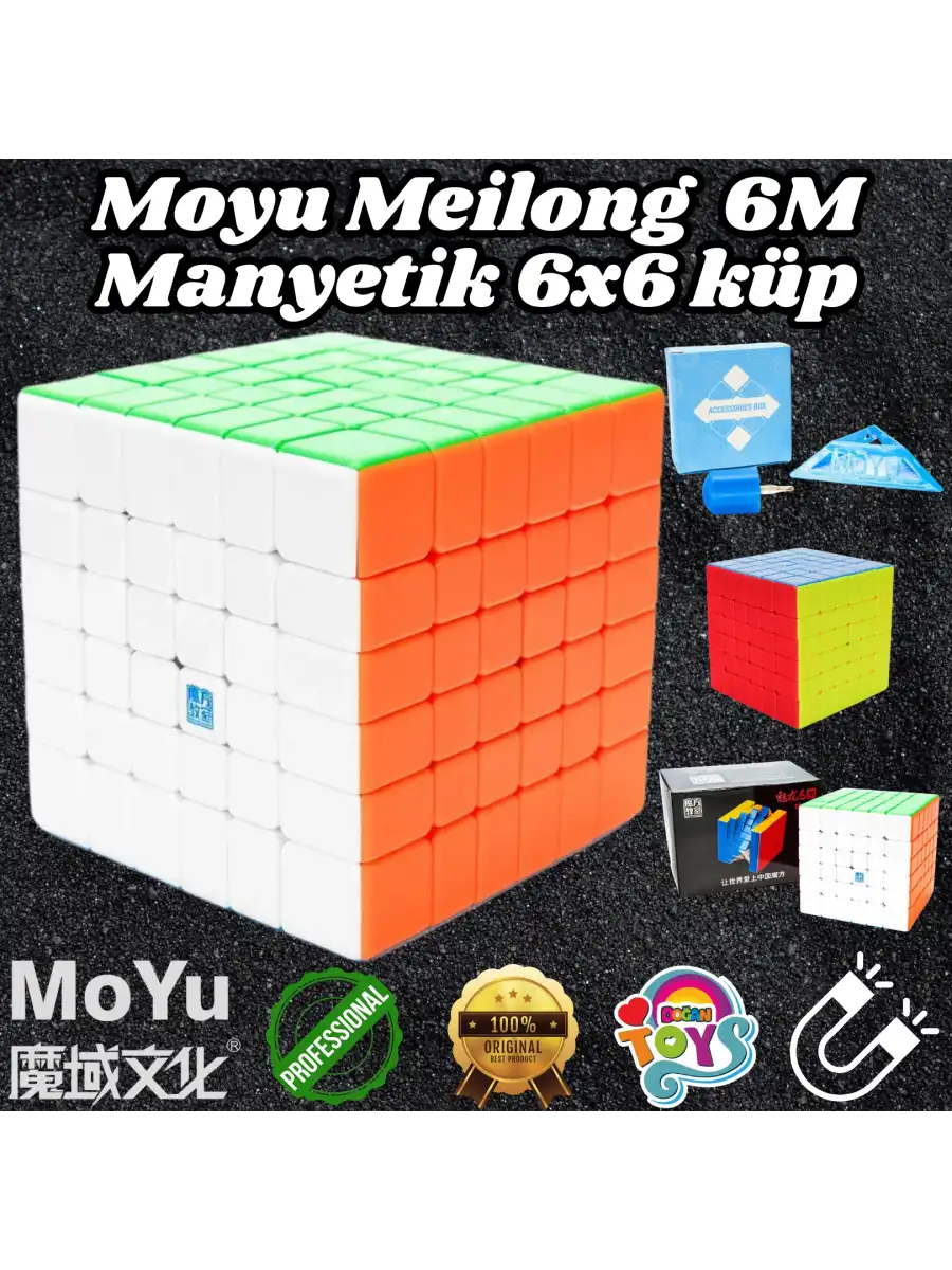 Orijinal MoYu Meilong 6x6 Manyetik Küp 6M - Moyu Speed Cube - Moyu 6x6 Zeka Küpü - Zeka Küpü - Magnetic Cube
