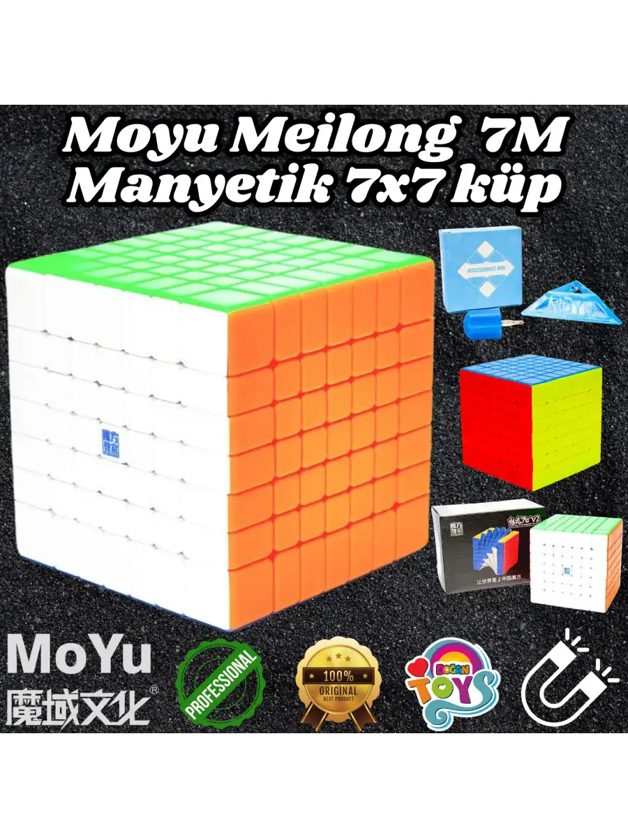 Orijinal MoYu Meilong 7x7 Manyetik Küp 7M - Moyu Speed Cube - Moyu 7x7 Zeka Küpü - Zeka Küpü - Magnetic Cube