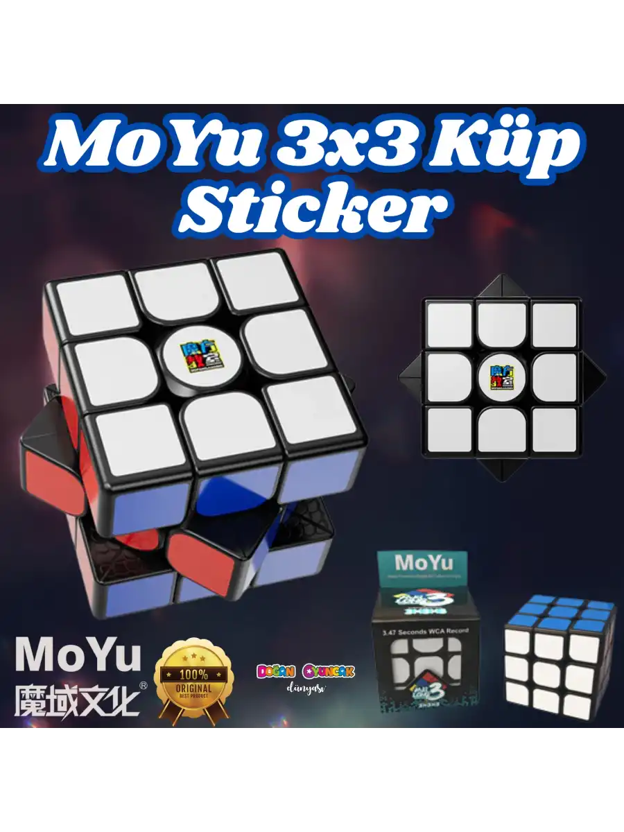 Orijinal MoYu Sticker 3x3 Küp - Moyu Speed Cube - Moyu 3x3 Zeka Küpü - Zeka Küpü - Rubik Küp