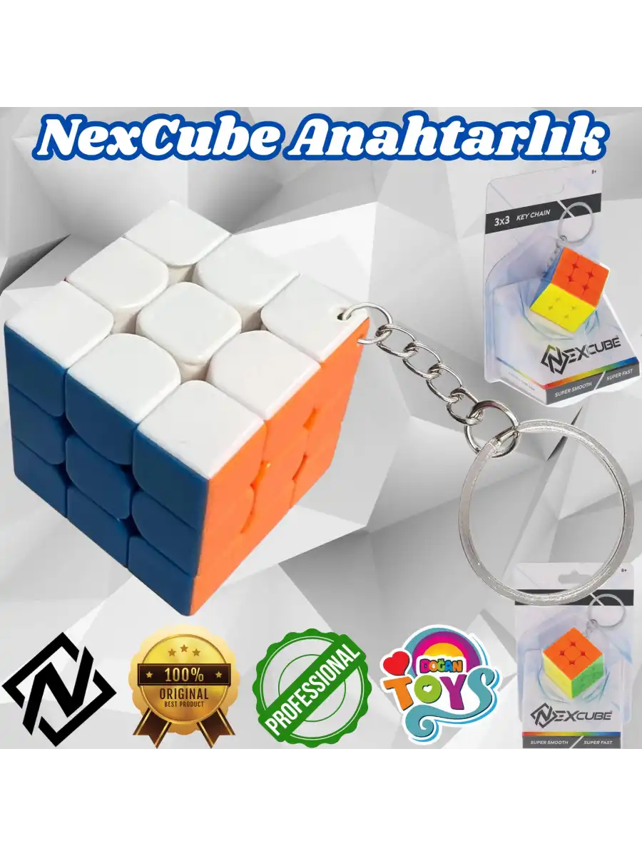 Orijinal NexCube Anahtarlık Küp- Nexcube Speed Cube - NexCube Classic 3x3 Zeka Küpü - Zeka Küpü - Rubik Küp