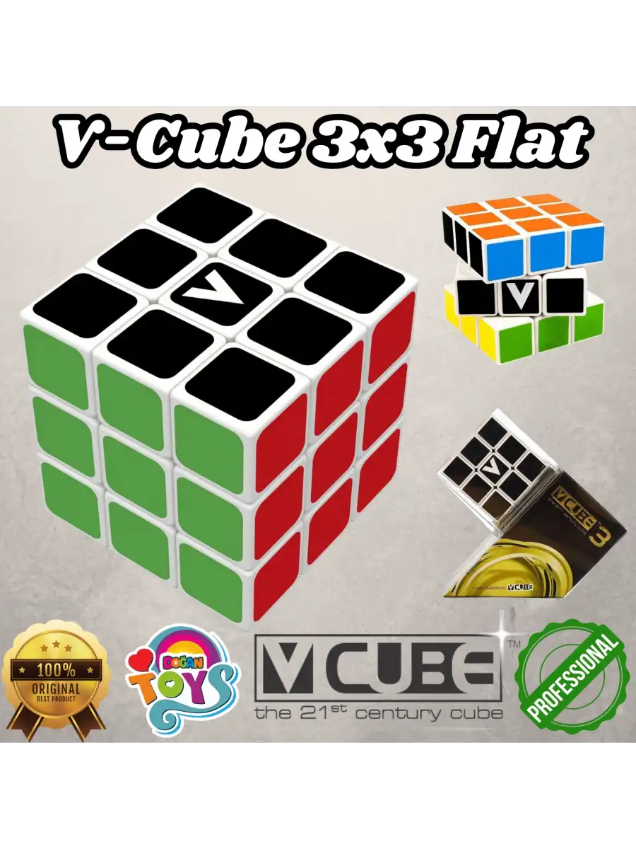 Orijinal V-Cube 3x3 Flat Küp - V-Cube Küp - Zeka Küpü - 3x3 Flat Küp - Akıl Küpü - Akıllı Küp -VCube