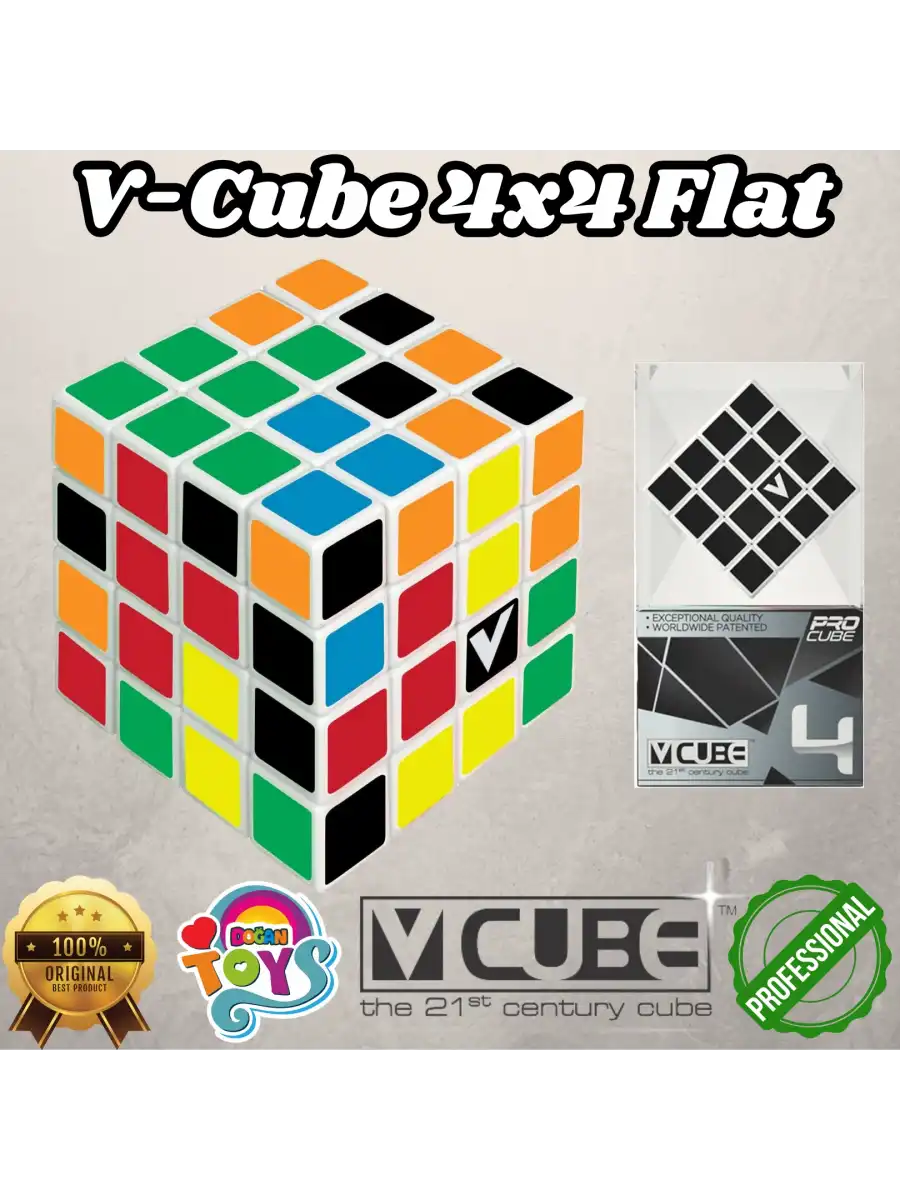 Orijinal V-Cube 4x4 Flat Küp - V-Cube Küp - Zeka Küpü - 4x4 Flat Küp - Akıl Küpü - Rubiks Küp -VCube