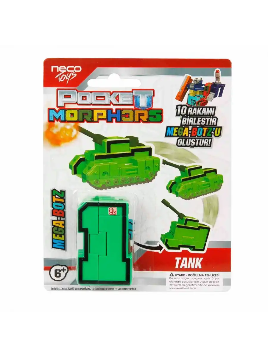 Pocket Morphers 1 Tank - Roboto Dönüşen Sayılar - 1 Numara Robot - Transformers - Robot Sayı