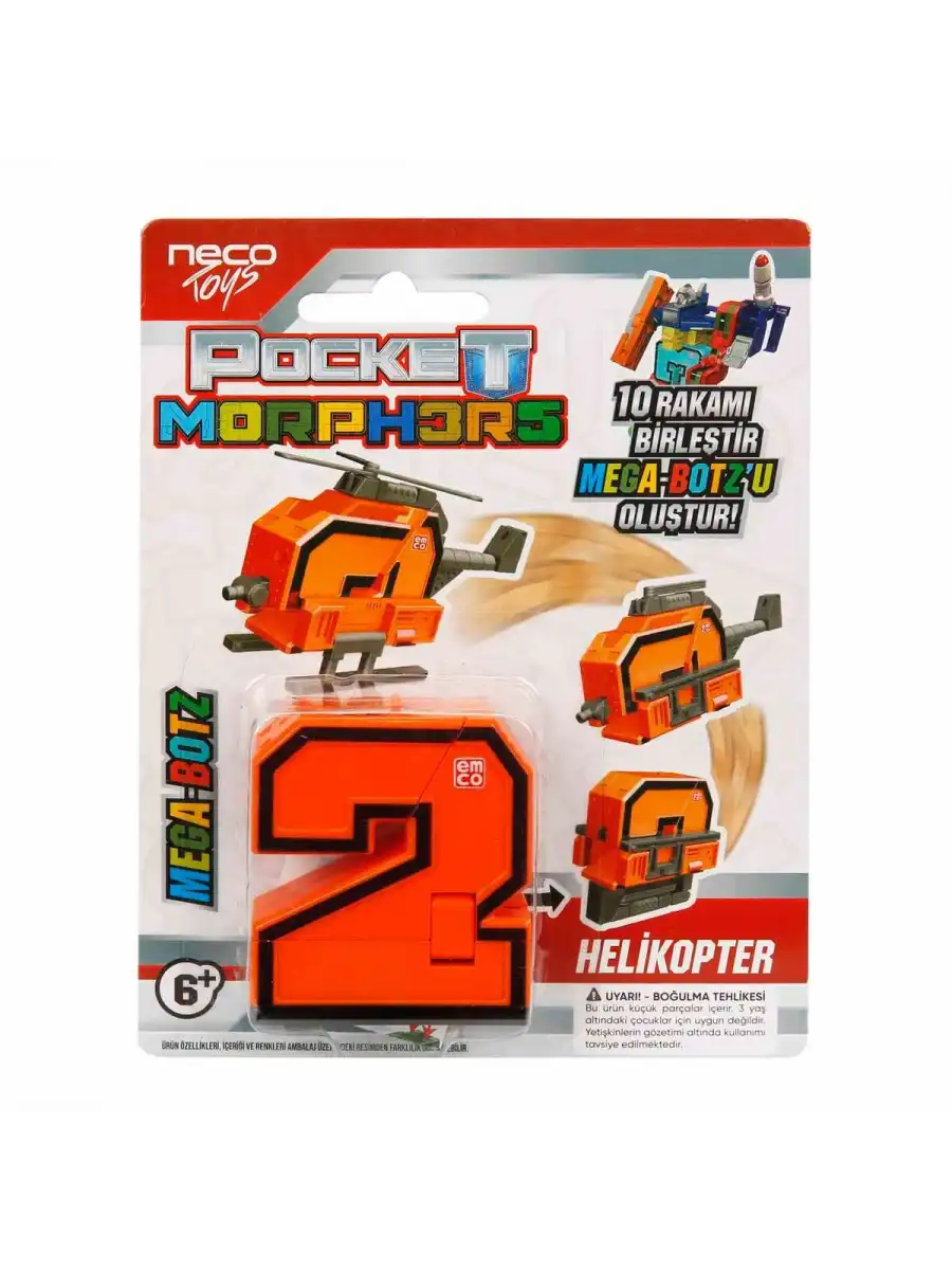 Pocket Morphers 2 Helikopter - Roboto Dönüşen Sayılar - 2 Numara Robot - Transformers - Robot Sayı