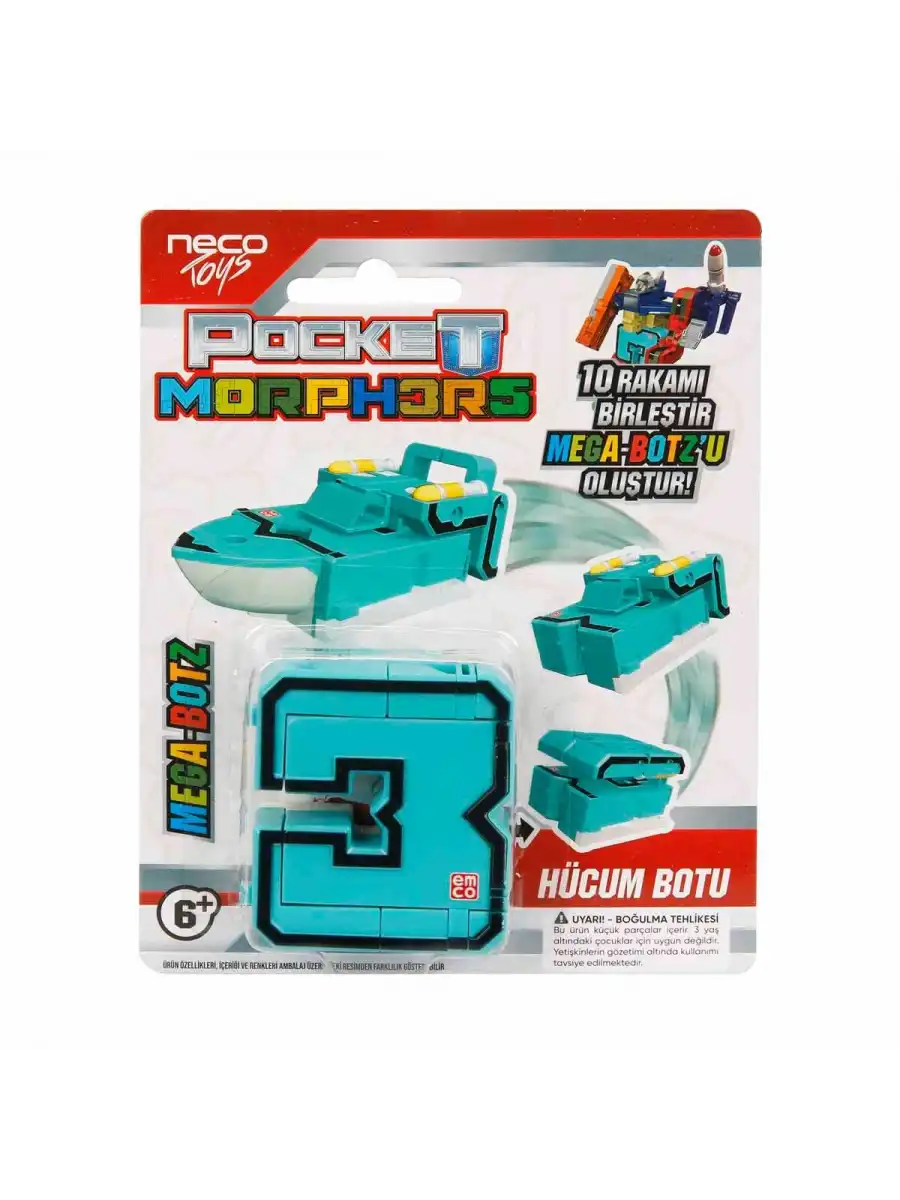 Pocket Morphers 3 Hücum Botu - Roboto Dönüşen Sayılar - 3 Numara Robot - Transformers - Robot Sayı
