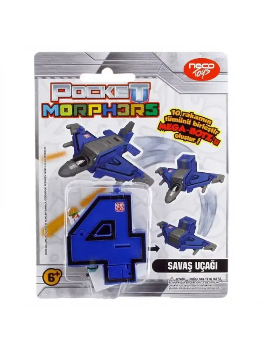 Pocket Morphers 4 Savaş Uçağı - Roboto Dönüşen Sayılar - 4 Numara Robot - Transformers - Robot Sayı