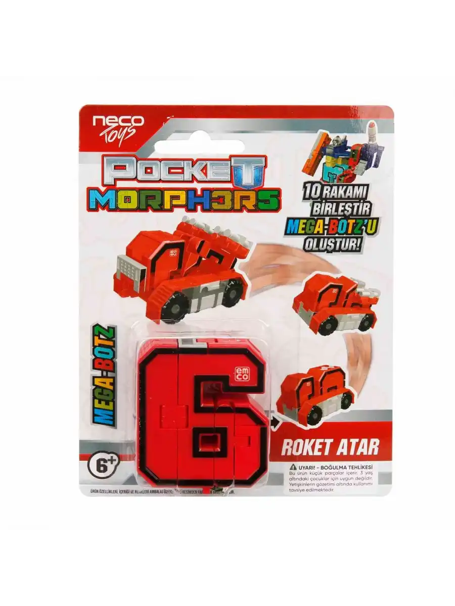 Pocket Morphers 6 Roket Atar - Roboto Dönüşen Sayılar - 6 Numara Robot - Transformers - Robot Sayı