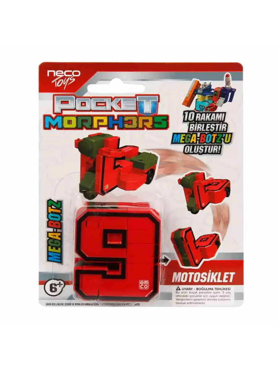 Pocket Morphers 9 Motosiklet - Roboto Dönüşen Sayılar - 9 Numara Robot - Transformers - Robot Sayı