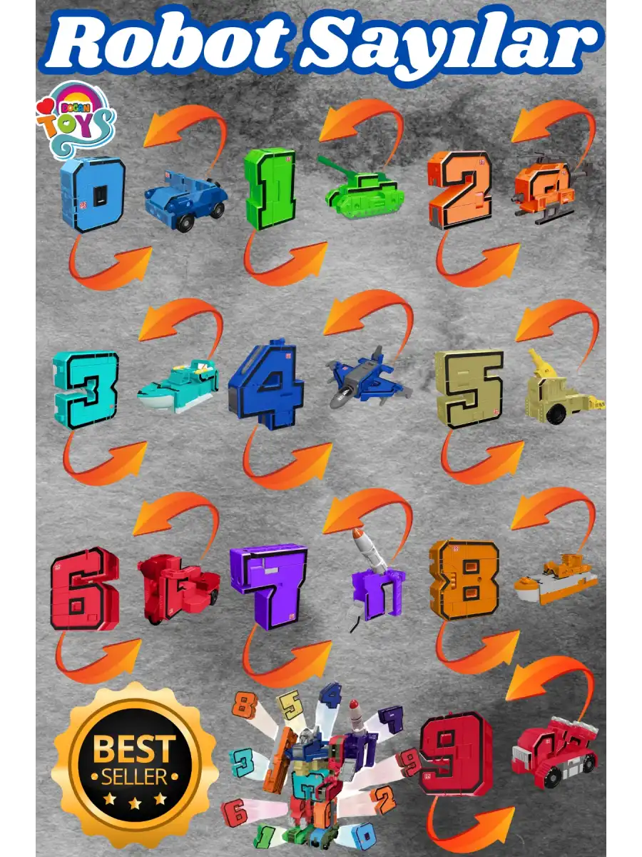 Pocket Morphers Tüm Seti - Roboto Dönüşen Sayılar - Robot Rakamlar - Transformers - Robot Sayılar - Dönüşen Rakamlar